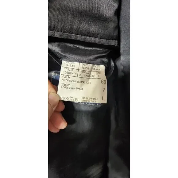 Canali Blazer Men US 50L EU 60L Black 100% Wool Italy 3 Button Blazer EUC